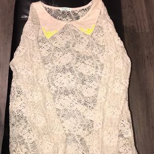 Cream sheer lace top